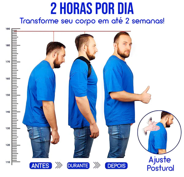 Brokerpro - Corretor Postural Magnético Ajustável - Coluna, Ombro, Lombar e Cravícula