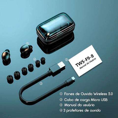 Fone de Ouvido Bluetooth com Microfone TWS PRO